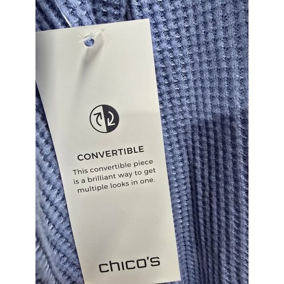 Chicos Cardigan Sweater Medium Pockets Waffle Knit Textured Wrap Normcore Office - Picture 10 of 12